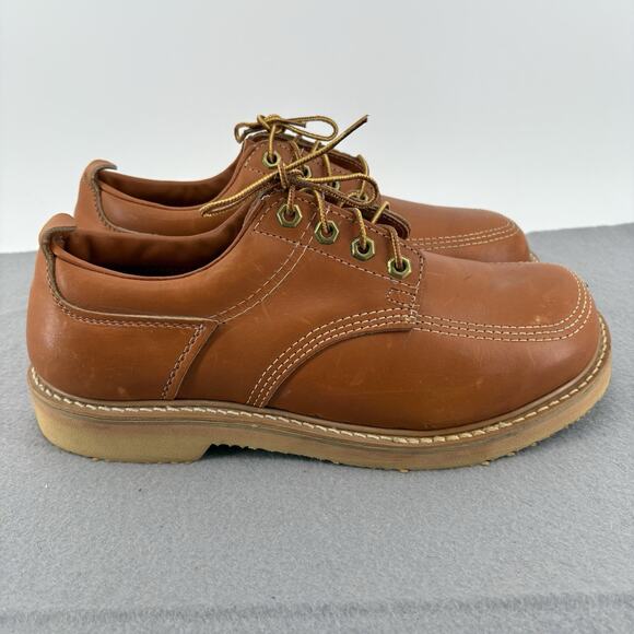 Vintage HANOVER Men\'s Brown Leather Cushioned Insole Moc Toe Oxford Size 9.5 main image 9